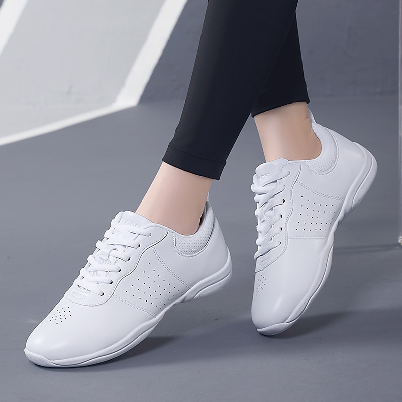 Women's Men's Children's White Faux Leather Dance Sneakers, Lightweight Lace-Up Shoes with Non-Slip Sole, Perfect for Jazz, Hip-Hop, and Ballroom Dancing 2025 - CLP $48230 –P6