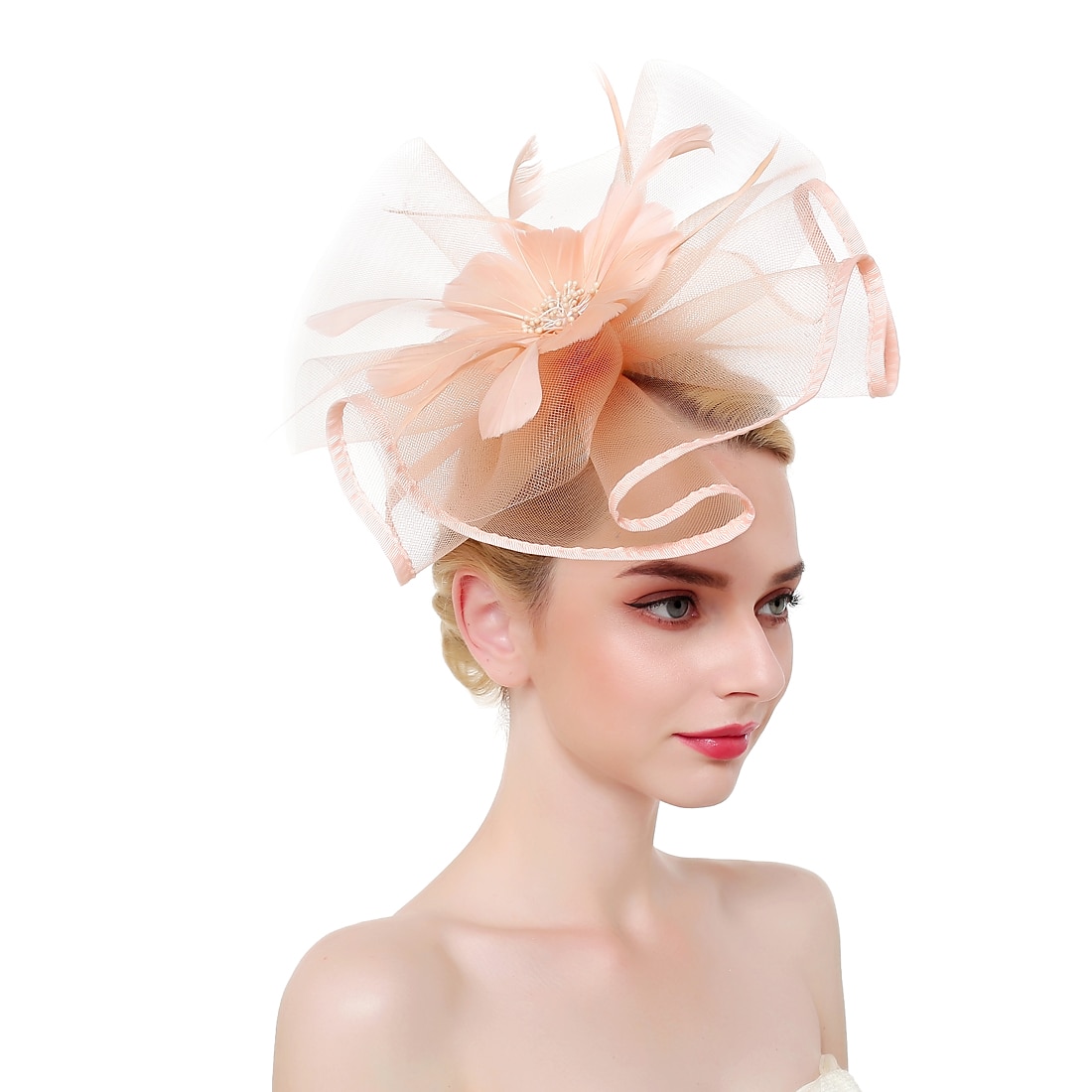 Fascinators Hats Headwear Organza Polyester / Polyamide Bucket Hat Party / Evening Holiday Vintage Style With Feather Headpiece Headwear 2025 - $18.99 –P1