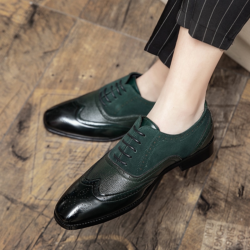 Herr Oxfordskor Derbyskor Formella skor Bullock Skor Finskor Ledigt Brittisk Dagligen Fest / afton Saint Patrick's Day PU Snörning Blå Brun Grön Vår Höst 2025 - $59.99 –P7