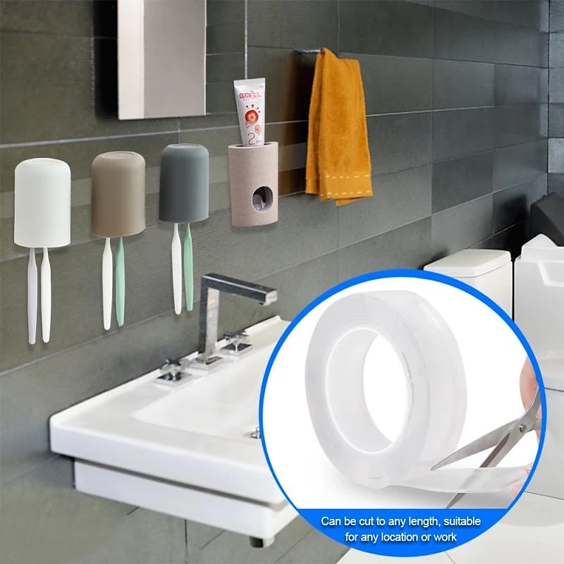 Double Sided Tape Tape Waterproof Wall Tape Reusable Heat Resistant Bathroom Home Decoration Tapes Transparent Strips Transparent Tape Poster Carpet Tape for Paste Items 3x200cm(1x79in） 2025 - $6.99 –P10