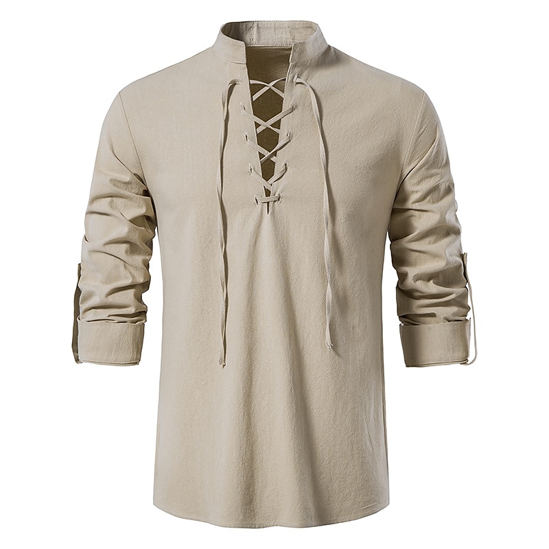 Retro Vintage Medieval Renaissance Blouse / Shirt Cosplay Costume Outfits Ren Faire Pirate Viking Crusader Men's Viking Fantasy Halloween Carnival Masquerade Casual Daily LARP Ren Faire Adults Shirt 2025 - $43.99 –P9