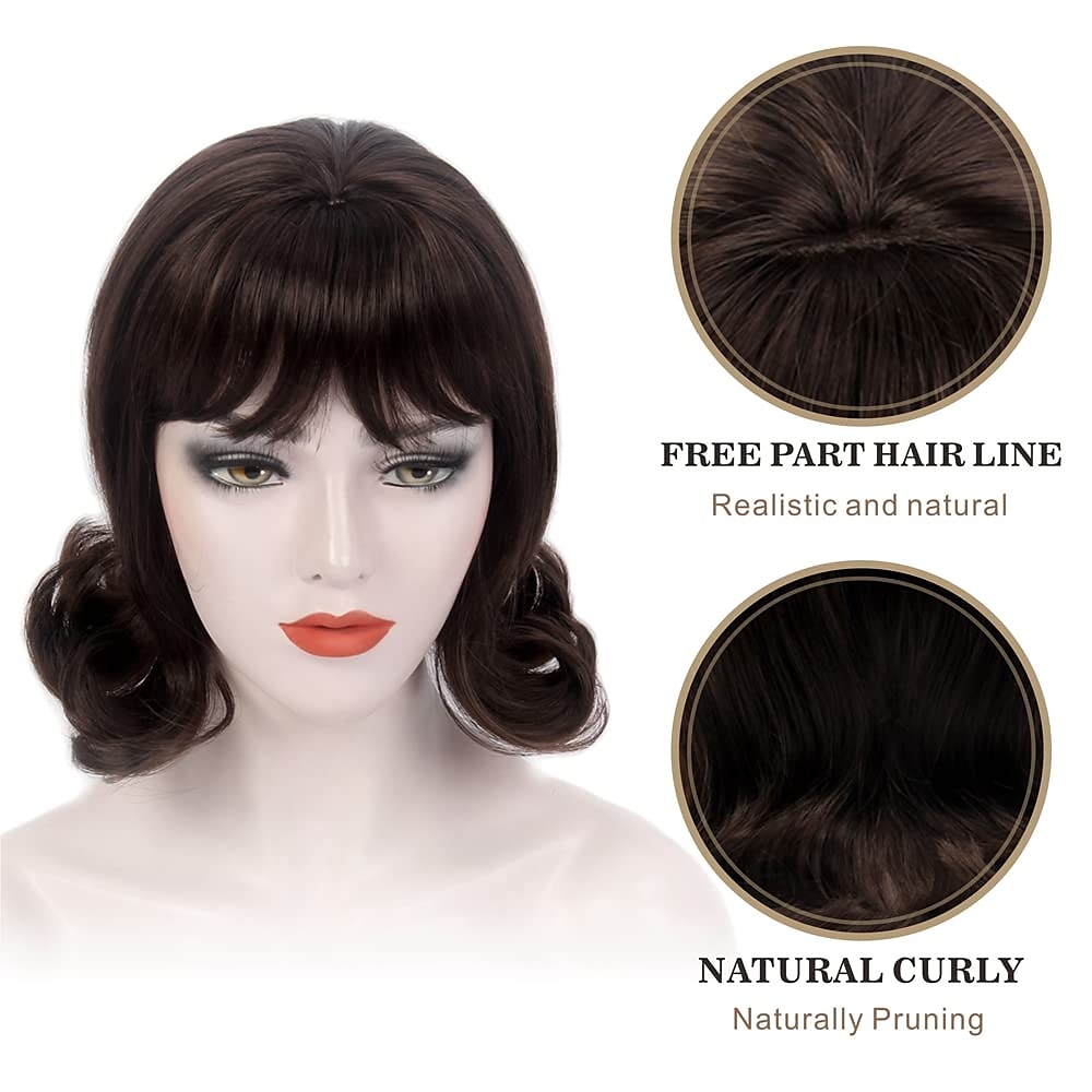 Set with Polka Dots Vintage Dress Beehive Curl Hair Wig 2* Wig Caps 4 PCS 1950s Retro Vintage Tea Dress A-Line Dress Rockabilly Flare Dress Women's Costume Christmas Homecoming 2025 - $42.99 –P15
