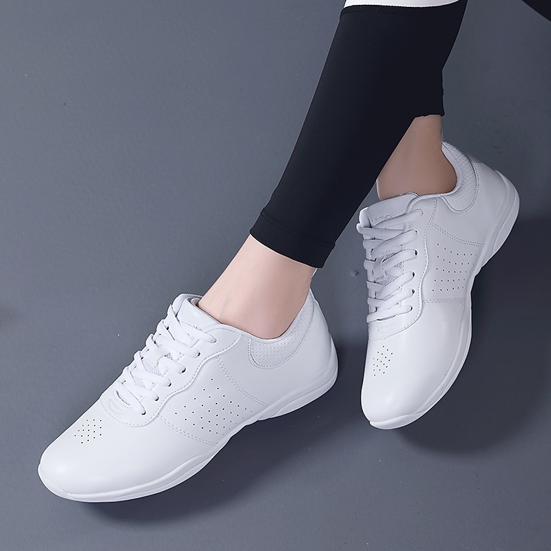 Women's Men's Children's White Faux Leather Dance Sneakers, Lightweight Lace-Up Shoes with Non-Slip Sole, Perfect for Jazz, Hip-Hop, and Ballroom Dancing 2025 - CLP $48230 –P7