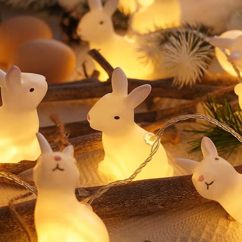 Osterhasen-Fee-Lichterketten 1,5 m 10 LEDs batteriebetriebene Feiertagsgartenparty-Osterdekorationslampe 2025 - $9.99 –P2