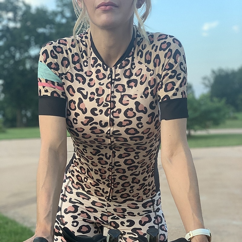 Mujer Maillot de Ciclismo Leopardo Manga Corta Bicicleta Maillot Camiseta con 3 bolsillos traseros MTB Bicicleta Montaña Ciclismo Carretera Secado rápido Bandas Reflectantes Bolsillo trasero 2026 - $30.99 –P1