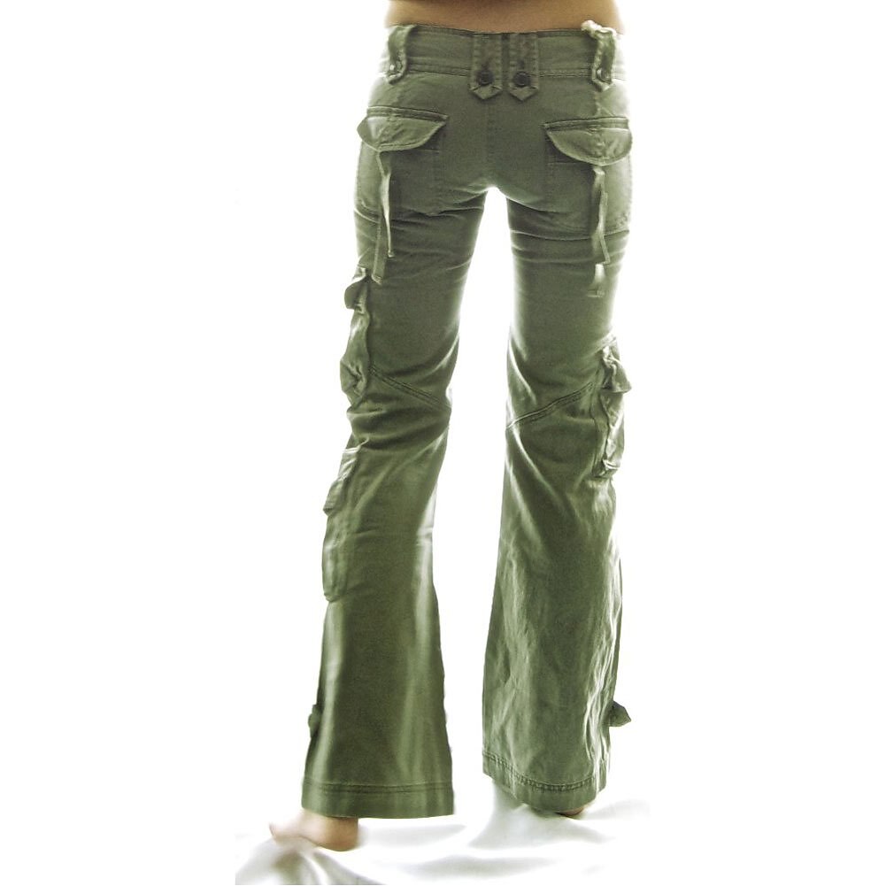 Women‘s Cargo parachute pants Trousers  Trousers Full Length Cotton Baggy Micro-elastic Low Waist Fashion Casual Office Daily Black Green S M Autumn / Fall 2023 - US $36.99 –P9