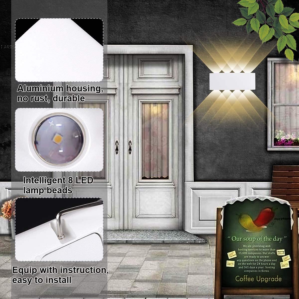 Outdoor LED Wall Light Waterproof IP65 8W Up and Down Lighting Indoor Double-Head Curved Wall Lamp Modern Bedroom Lamp AC85-265V 2025 - $35.99 –P2