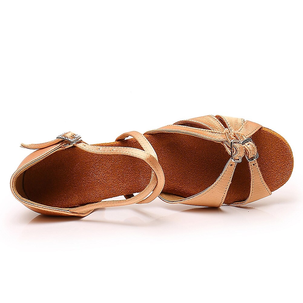 satijnen latin dansschoenen voor dames en meisjes – lage ballroom sandalen met bandjes voor salsa, tango en feestjes 2025 - $29.99 –P2