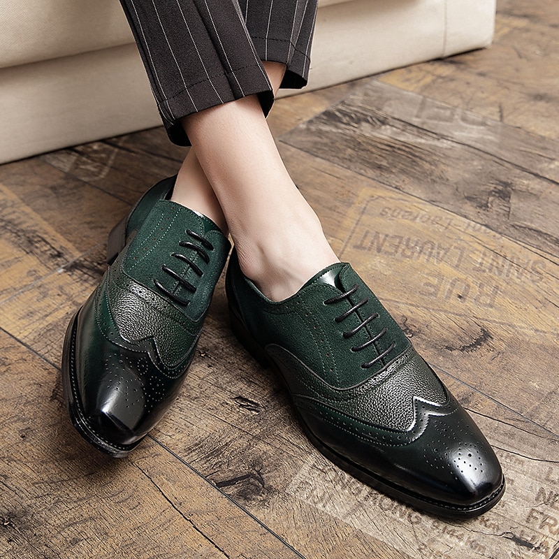Herr Oxfordskor Derbyskor Formella skor Bullock Skor Finskor Ledigt Brittisk Dagligen Fest / afton Saint Patrick's Day PU Snörning Blå Brun Grön Vår Höst 2025 - $59.99 –P6