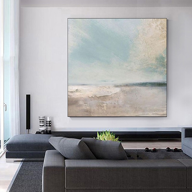 Handgefertigtes Ölgemälde auf Leinwand, Wandkunst, Dekoration, abstrakte Meereslandschaft, Strand, Ozean, für Wohnkultur, gerollt, rahmenlos, ungedehnt 2025 - $131.99 –P6