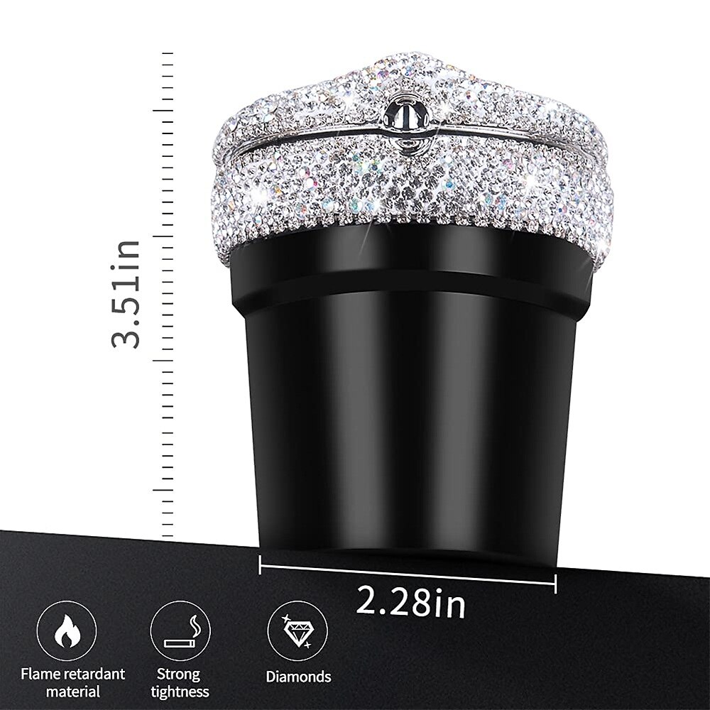 Car Ashtray Portable Bling Cigarette Smokeless Cylinder Cup Holder with Blue LED Light Indicator Car Accessories for Women Ideal for Car Home and Office 1PCS 2025 - $17.99 –P6