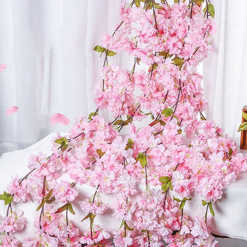 Sakura Rattan Simulation Flower Silk Flower Shape Wedding Decoration Home Venue Decoration,Fake Flowers For Wedding Arch Garden Wall Home Party Hotel Office Arrangement Decoration 2025 - $15.49 –P6