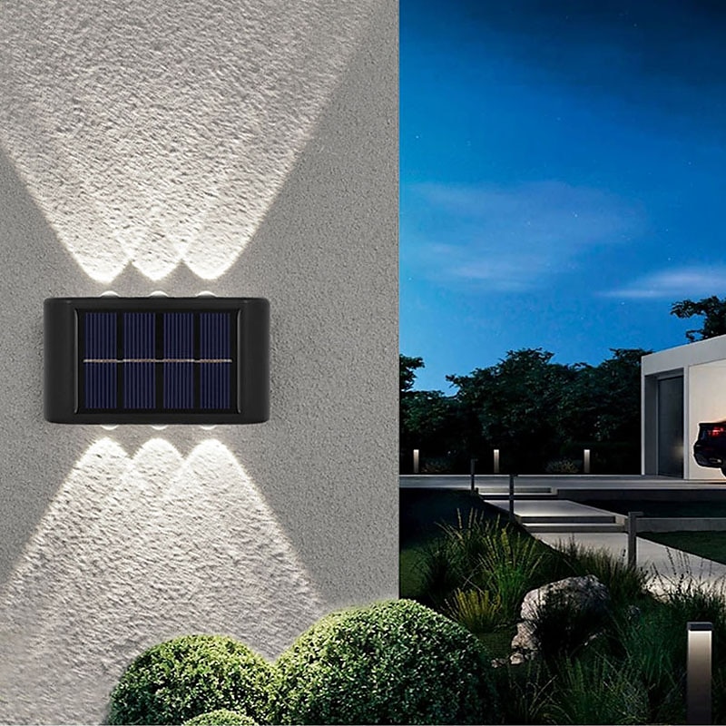 Lampada Da Parete Solare Con Luce Su E Giù 6 Led Per Esterni Impermeabile Cortile Illuminazione Per Esterni Villa Muro Recinzione Portico Illuminazione Decorazione Luci Solari Da Parete Per Lavaggio del 2025 a $15.99 –P4