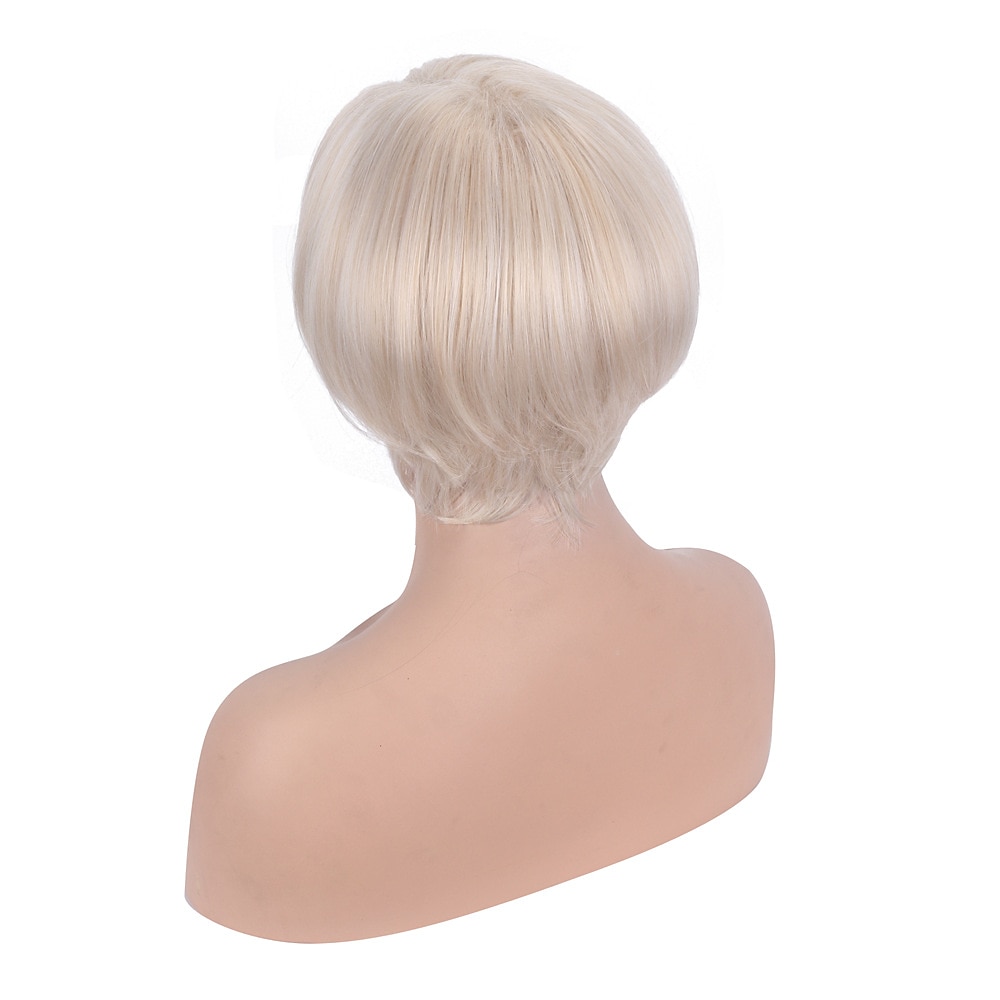 perruque synthétique résistante à la chaleur perruque asymétrique droite perruques courtes blondes conception à la mode des femmes perruques exquises fraîches de 2025 ? $21.99 –P4