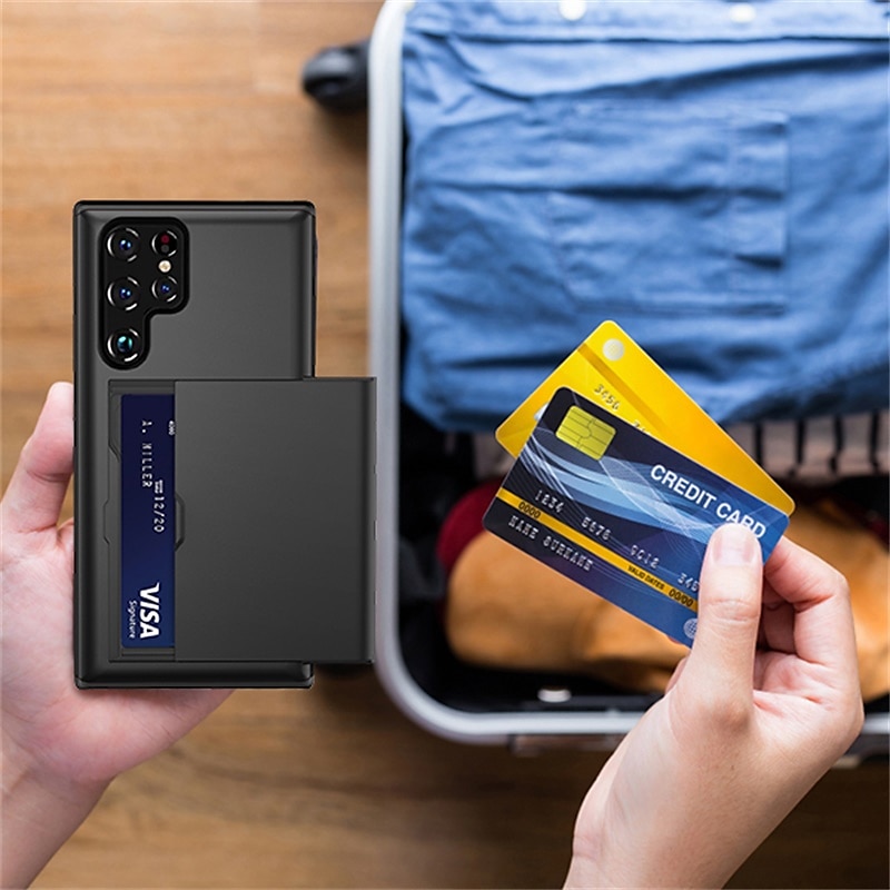 Funda para teléfono para Samsung Galaxy S24 S23 S22 S21 S20 Plus Ultra S25 Ultra funda trasera soporte para tarjetas a prueba de golpes de color sólido TPU 2025 - $13.99 –P11