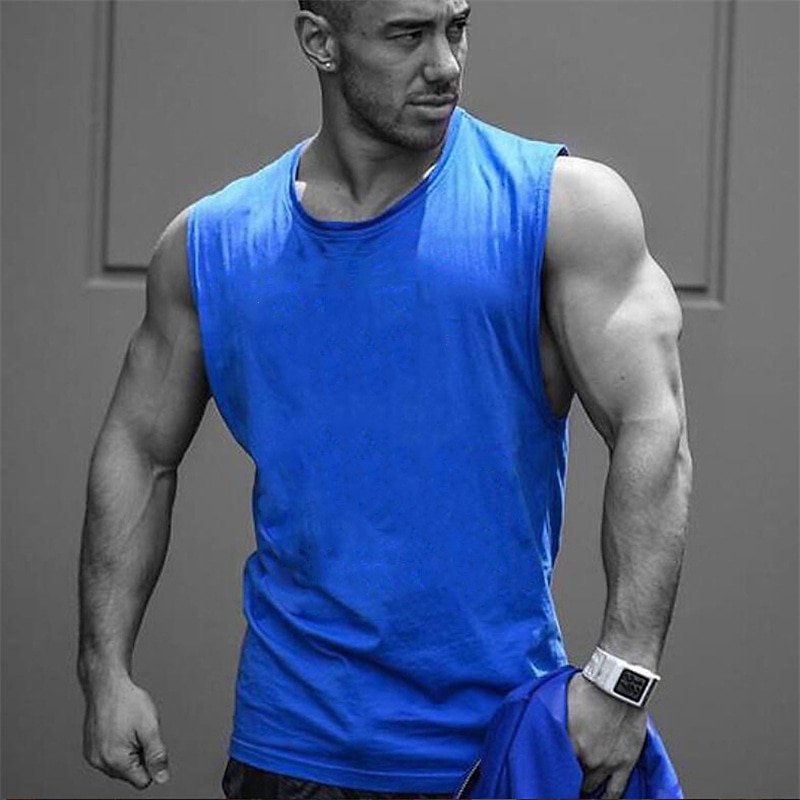 2025年 男性用 ランニングタンクトップ ワークアウト用タンクトップ ノースリーブ Tシャツ スポーツ コットン 高通気性 吸汗性 ソフト ランニング アクティブトレーニング ウォーキング スポーツウェア アクティブウェア ソリッド ブラック ホワイト イエロー コレクション – $12.99 –P3
