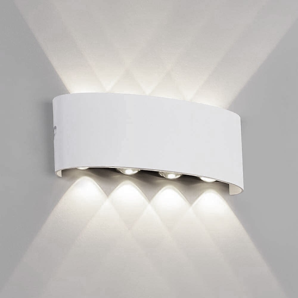 applique da parete a led per esterni impermeabile ip65 8w illuminazione su e giù per interni lampada da parete curva a doppia testa lampada moderna camera da letto ac85-265v del 2025 a $35.99 –P4