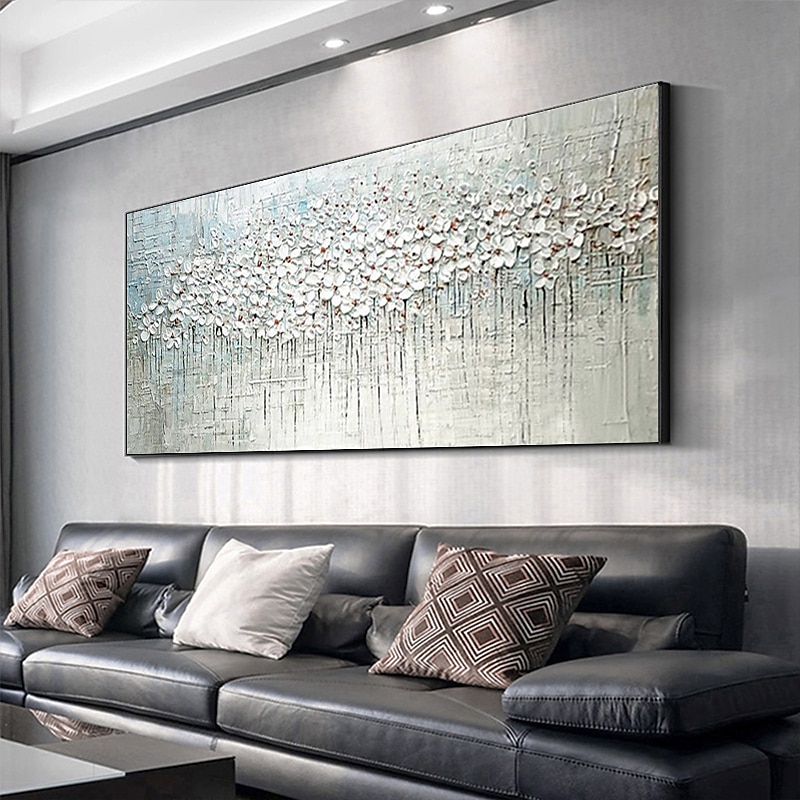 Pintura al óleo hecha a mano lienzo arte de la pared decoración espátula pintura clásica flor de ciruelo blanco para decoración del hogar enrollado sin marco pintura sin estirar 2025 - zł369.99 –P5