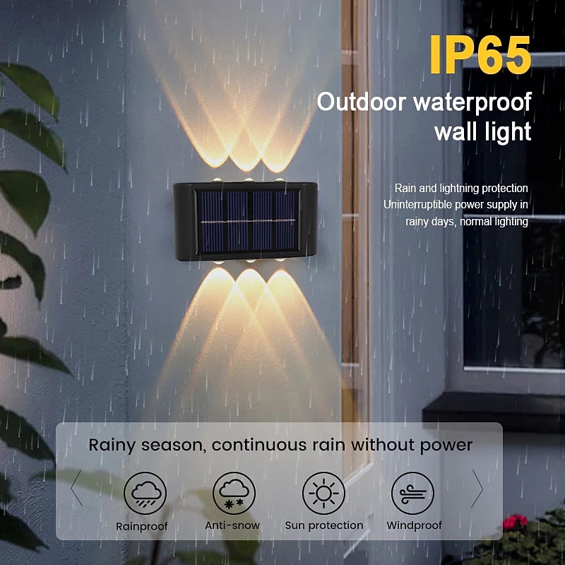 2 stks outdoor wandlampen solar waterdichte led lamp veranda wandlampen 6 leds binnenplaats verlichting voor tuin balkon decoratieve landschap straatverlichting 2026 - $30.99 –P2