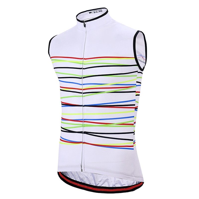 Pánské Cyklodres Horizontální pásky Bez rukávů Kolo Dres Vrchní část oděvu se 3 zadními kapsami Horská cyklistika Silniční cyklistika Rychleschnoucí Reflexní pásky Zadní kapsa Odvod vlhkosti Sportovní 2025 - $26.99 –P1