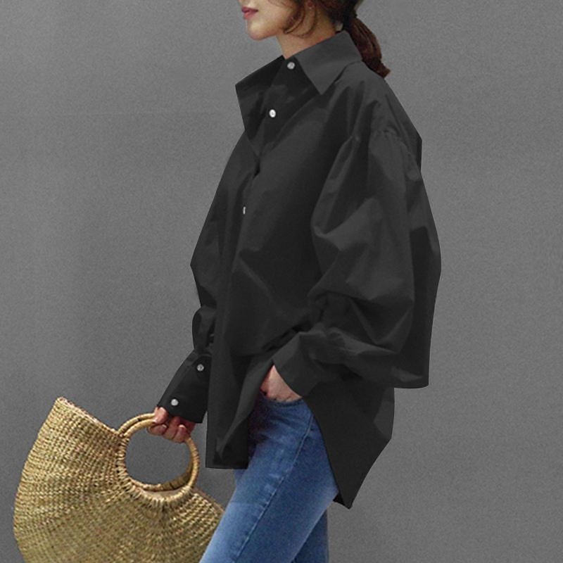 Per donna Camicia Blusa Semplice Casual Manica Lunga Manica a Lanterna Colletto a Camicia Top Regolari Quotidiano Weekend Bottoni Nero Bianco Giallo Blu Primavera Autunno del 2025 a $27.99 –P5