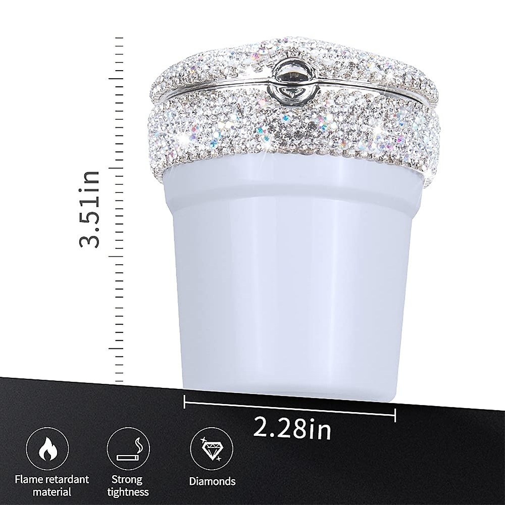 Car Ashtray Portable Bling Cigarette Smokeless Cylinder Cup Holder with Blue LED Light Indicator Car Accessories for Women Ideal for Car Home and Office 1PCS 2025 - $17.99 –P13