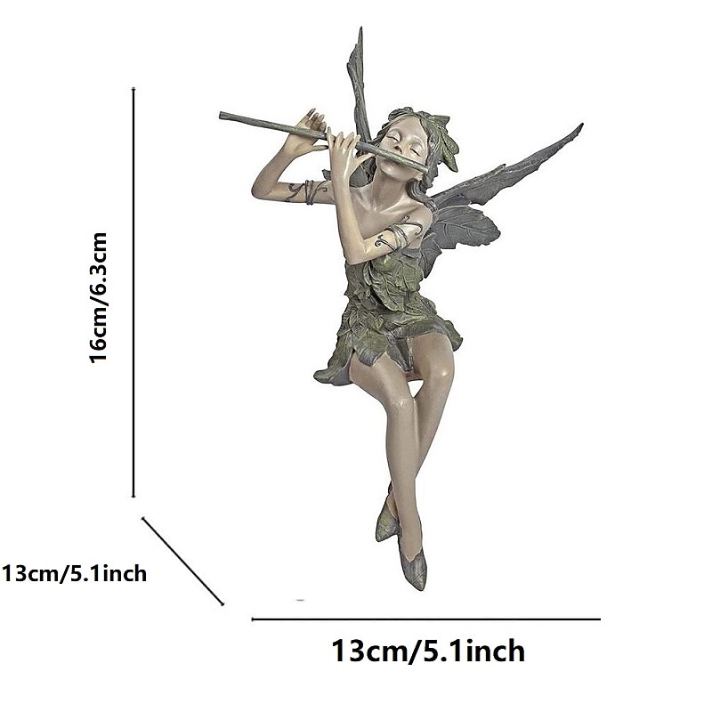 Garten Flöte Blume Fee Statue Harz Handwerk Landschaftsbau Skulptur Kunst Hof Figur sitzend Garten Haus Ornament Dekoration 2025 - $33.99 –P4