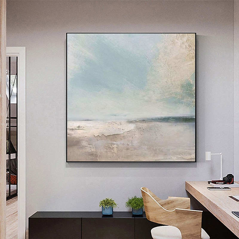 Handgefertigtes Ölgemälde auf Leinwand, Wandkunst, Dekoration, abstrakte Meereslandschaft, Strand, Ozean, für Wohnkultur, gerollt, rahmenlos, ungedehnt 2025 - $131.99 –P1