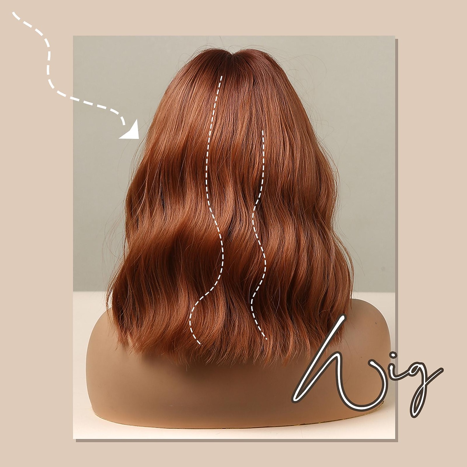 parrucca bob cosplay haircube con frangetta ramato/marrone scuro/rosa/verde/vino parrucche sintetiche per donne afroamericane parrucche naturali per feste di natale del 2025 a $32.99 –P6