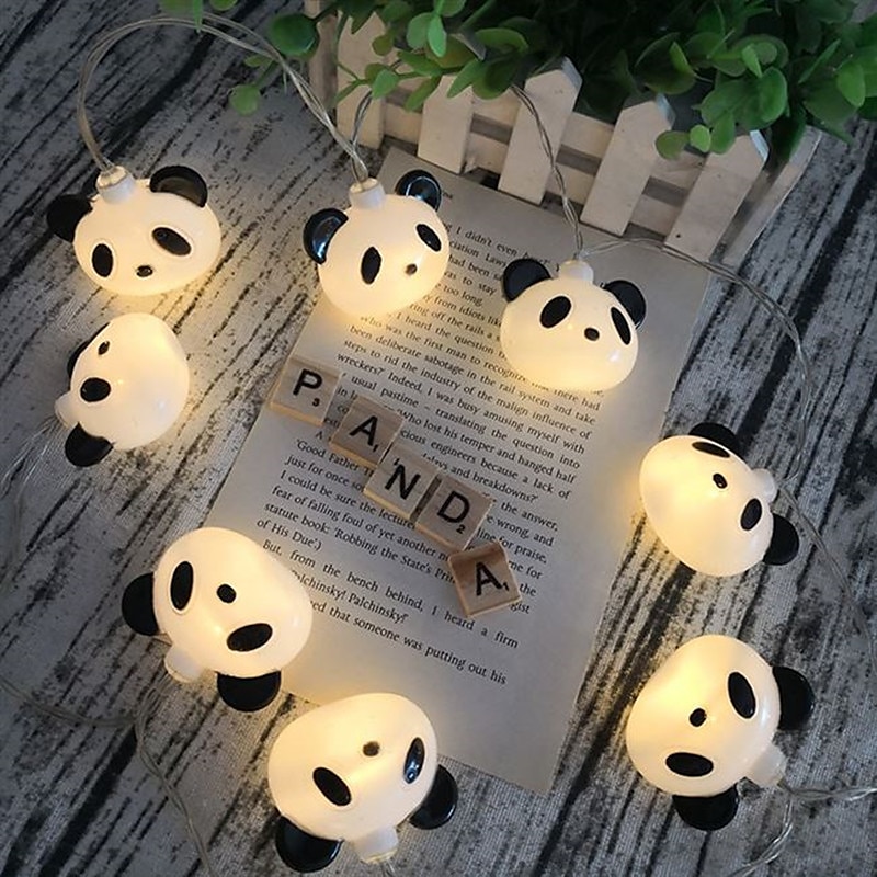 LED-Panda-Lichterkette 1,5 m/4,92 Fuß, 10 LEDs, Batterie oder USB-Stromversorgung, Weihnachtszimmer, Schlafzimmer, Feiertagsdekoration, Cartoon-Panda-Laterne 2025 - $9.99 –P4