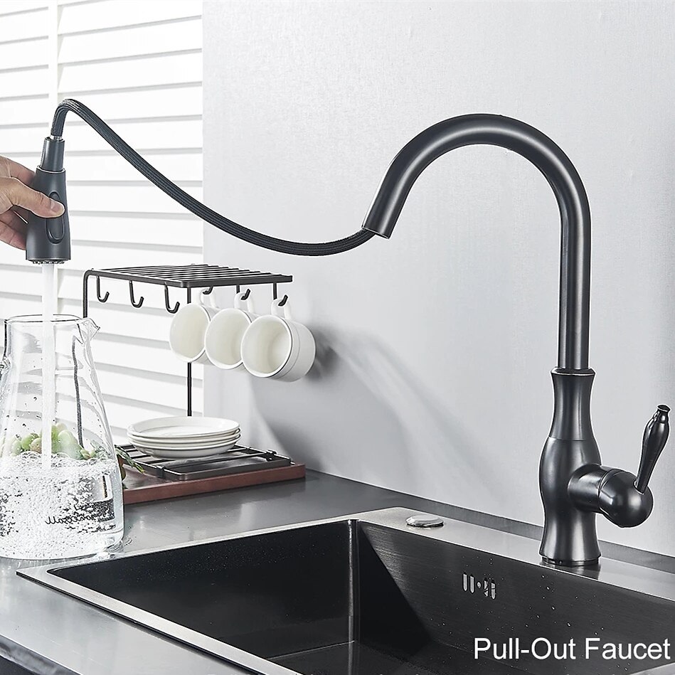 rubinetto da cucina con doccetta estraibile, ottone 2 modalità monocomando monoforo rubinetti da cucina in stile moderno con interruttore caldo e freddo del 2025 a $161.99 –P11