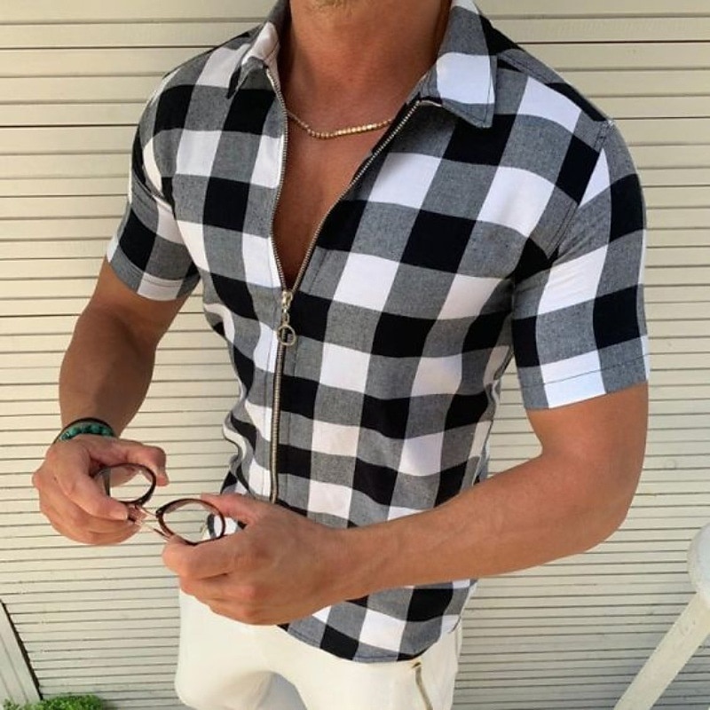 Homme Chemise Chemise d'été Chemise à carreaux Chemises à carreaux Rouge Bleu Vert Gris Manche Courte À carreaux Treillis Col Rabattu Extérieur Rue Imprimé Vêtement Tenue Polyester Mode Occasionnel de 2025 ? $19.49 –P3