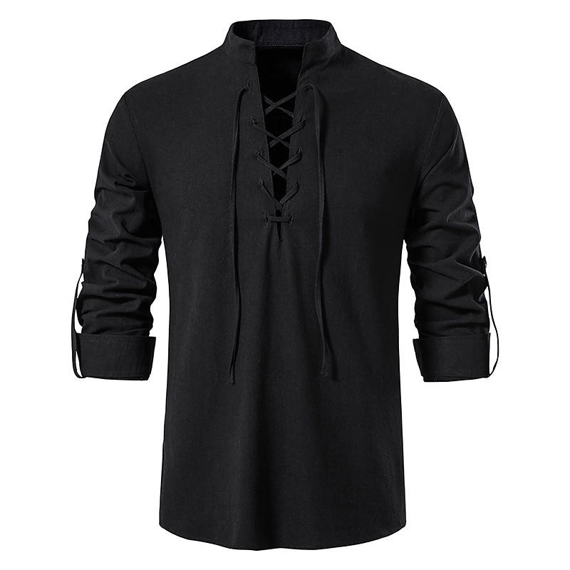 Retro Vintage Medieval Renaissance Blouse / Shirt Cosplay Costume Outfits Ren Faire Pirate Viking Crusader Men's Viking Fantasy Halloween Carnival Masquerade Casual Daily LARP Ren Faire Adults Shirt 2025 - $43.99 –P7