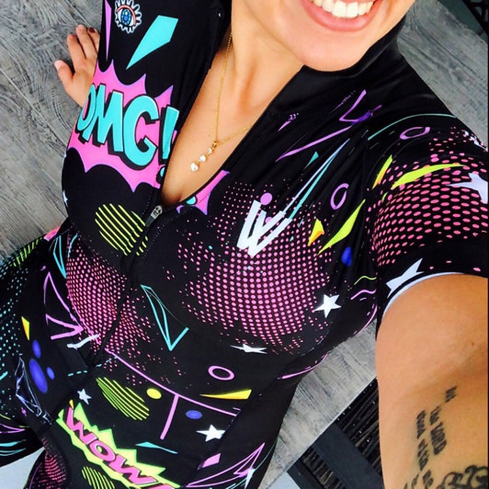 Mujer Traje de triatlón Manga Corta MTB Bicicleta Montaña Ciclismo Carretera Negro Rojo Negro Áspero Graphic Bicicleta Transpirable Secado rápido Licra Deportes Graphic Ropa 2025 - $45.99 –P2