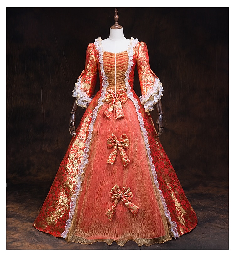 Ροκοκό Βικτοριανό Αναγέννησης Μακρύ Φορέματα Κοστούμι πάρτι Χορός μεταμφιεσμένων Μεγάλα Μεγέθη Κανονικό Μπαλούν Μανίκι Flare Cuff Πριγκίπισσα Μεγάλα Μεγέθη Δαντέλα Καμβάς Πεπαλαιωμένο Βραδινή τουαλέτα 2026 - $125.99 –P4