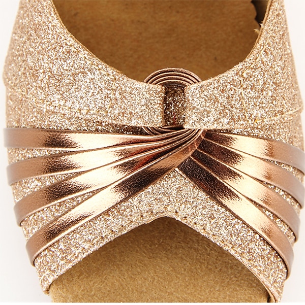 Women's Rose Gold Glitter Dance Shoes with Open-Toe, Soft Suede Sole and Strappy Design - Adjustable Buckle for Latin and Ballroom Dancing 2025 - $42.99 –P1
