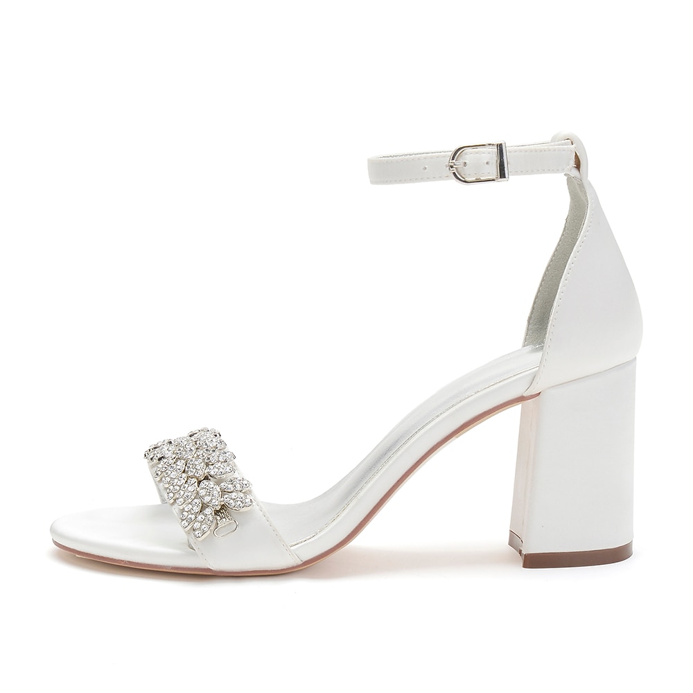 Sandales à talons compensés en satin argenté pour femmes avec ornements en strass - chaussures de mariage et de soirée élégantes de 2025 ? $79.99 –P8