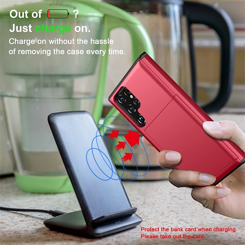 2025年 Samsung Galaxy S24 S23 S22 S21 S20 Plus Ultra S25 Ultra用電話ケース バックカバー カードホルダー 耐衝撃 ソリッドカラードTPU コレクション – $13.99 –P4