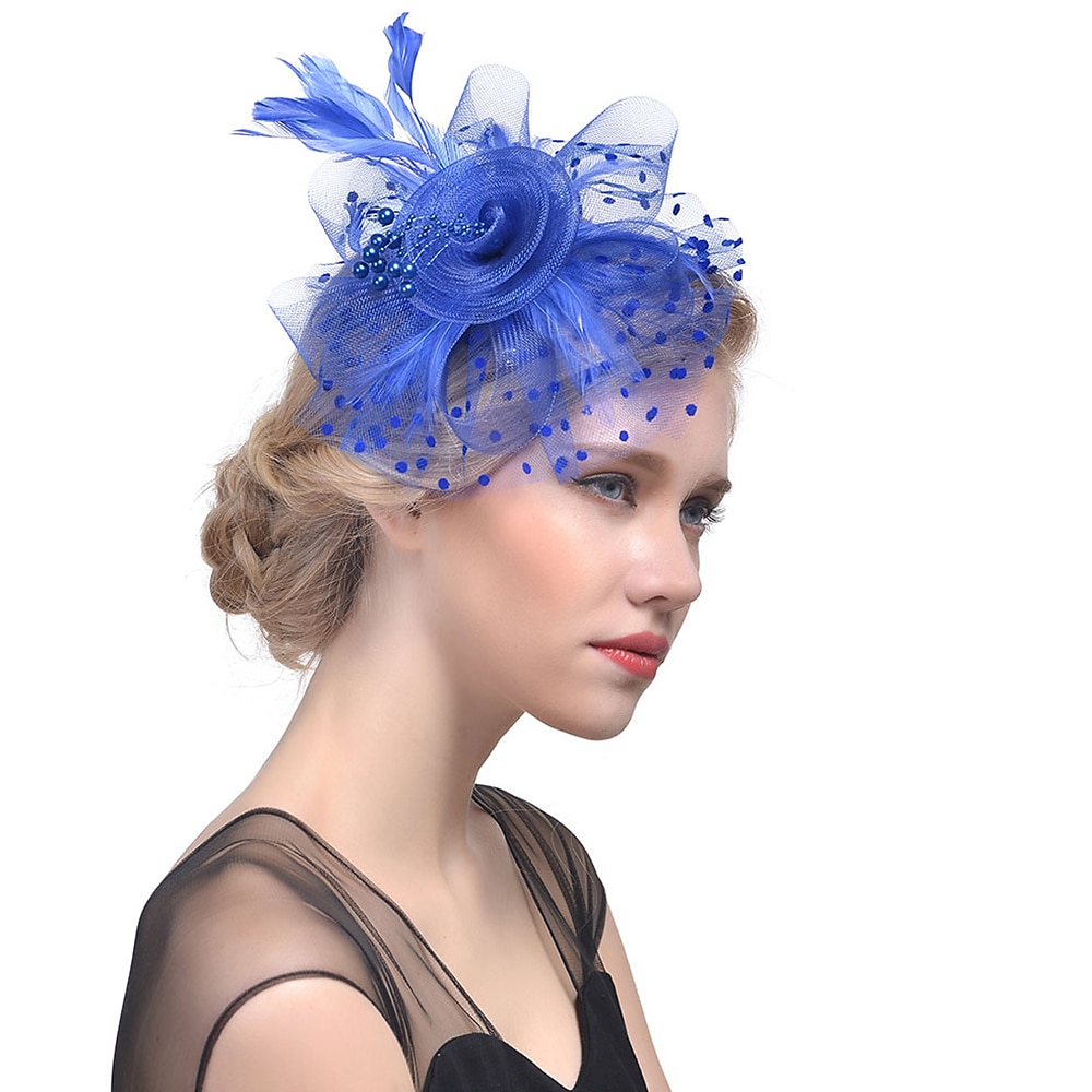 fascinators קנטאקי דרבי כובע כיסוי ראש אורגנזה פוליאסטר / פוליאמיד כובע דלי מסיבת חג מלבורן כוס קוקטייל רויאל אסטקוט עם כיסוי ראש מיני ספוט נוצה 2025 - $18.99 –P4