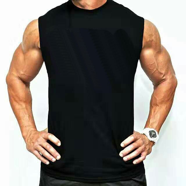 2025年 男性用 ランニングタンクトップ ワークアウト用タンクトップ ノースリーブ Tシャツ スポーツ コットン 高通気性 吸汗性 ソフト ランニング アクティブトレーニング ウォーキング スポーツウェア アクティブウェア ソリッド ブラック ホワイト イエロー コレクション – $12.99 –P4