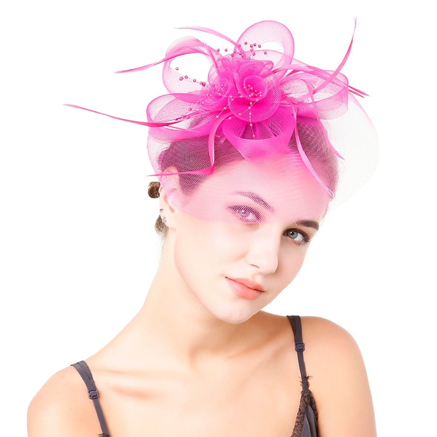 Retro styl Elegantní Organza / Polyester / polyamid Fascinátory / Klobouky / Doplňky do vlasů s Peří / Imitace perel / Aplikace Jeden díl Večírek / Dovolená Přílba 2025 - $14.99 –P1