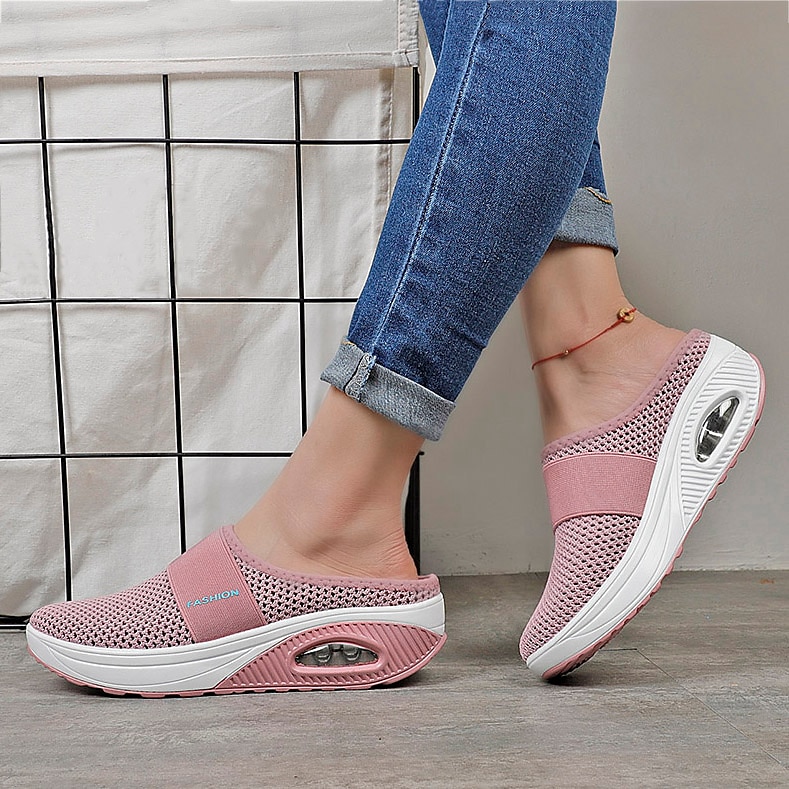 kvinners rosa pustende mesh slip-on muldyr med luftputesåle for uformell, turgåing og hverdagskomfort 2025 - $26.99 –P5