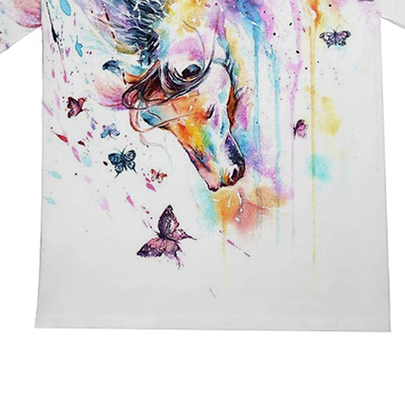 Para Meninas 3D Animal Cavalo Camisa Manga Curta Impressão 3D Verão Primavera Ativo Moda Estilo bonito Infantil 3-12 anos Ao ar livre Diário Interior Normal de 2026 por $11.99 –P4