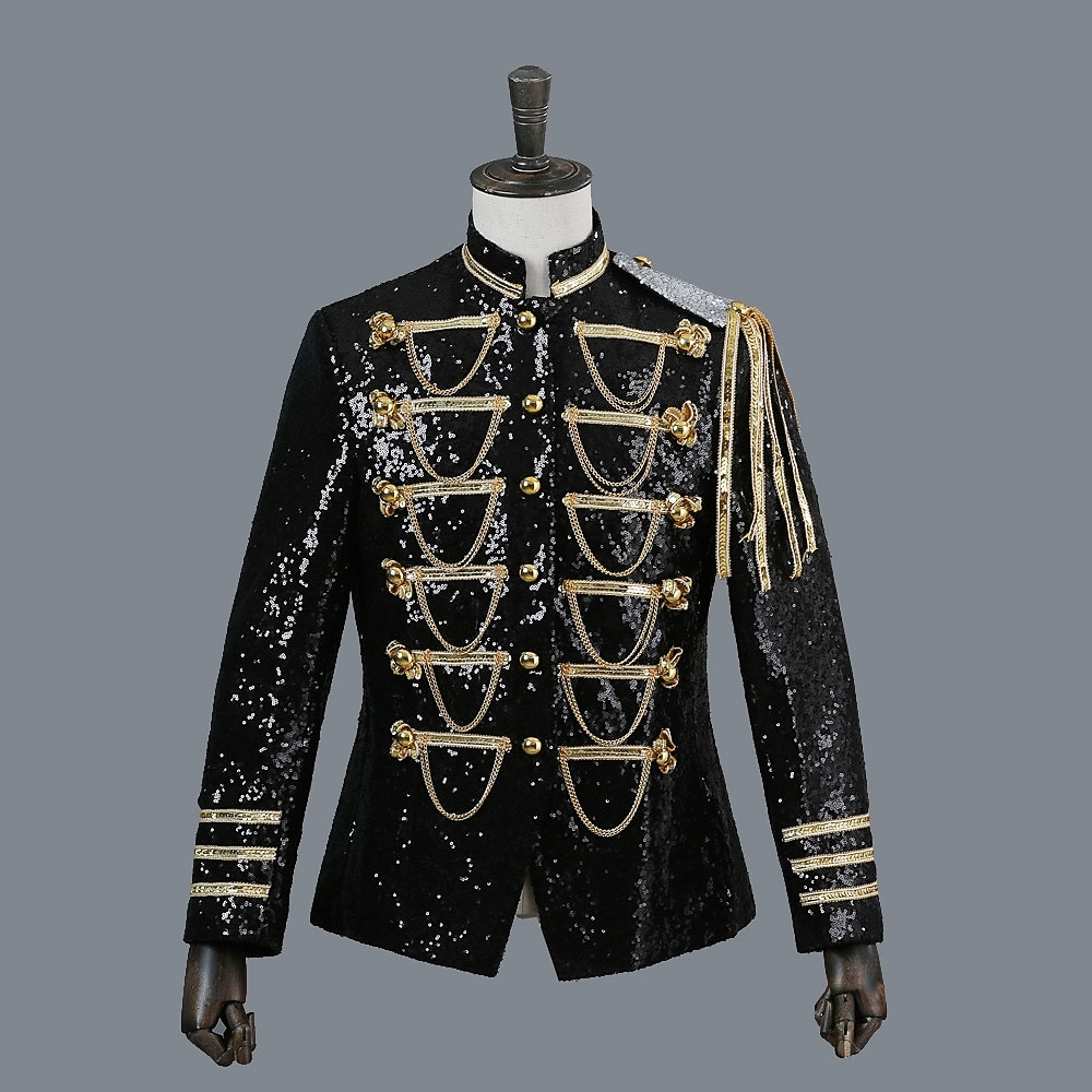 Retro Vintage Rokoko Mittelalterlich Maskerade Anzüge & Blazer Blazer mit Reverskragen Prinz Aristokrat Pailletten Pailletten Kostüm Herren Halloween Karneval Maskerade Party-Abendmode Abschlussball 2026 - $97.99 –P1