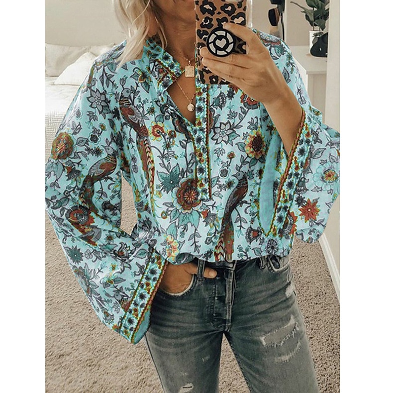 Damen Hemd Bluse Gelb Rosa Pudriges Rosa Graphic Blumen Taste Bedruckt Langarm Täglich Festtage Vintage Boho Strassenmode Rundhalsausschnitt Standard Boho S 2026 - $28.99 –P15