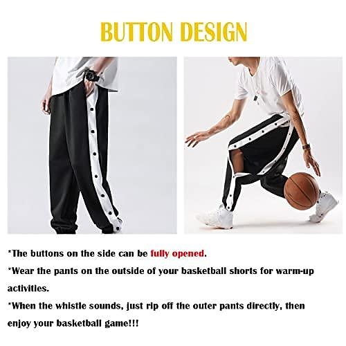 Red Basketball Men's Snap Side Warm up Running Exercise Jogging Track Field Pant 