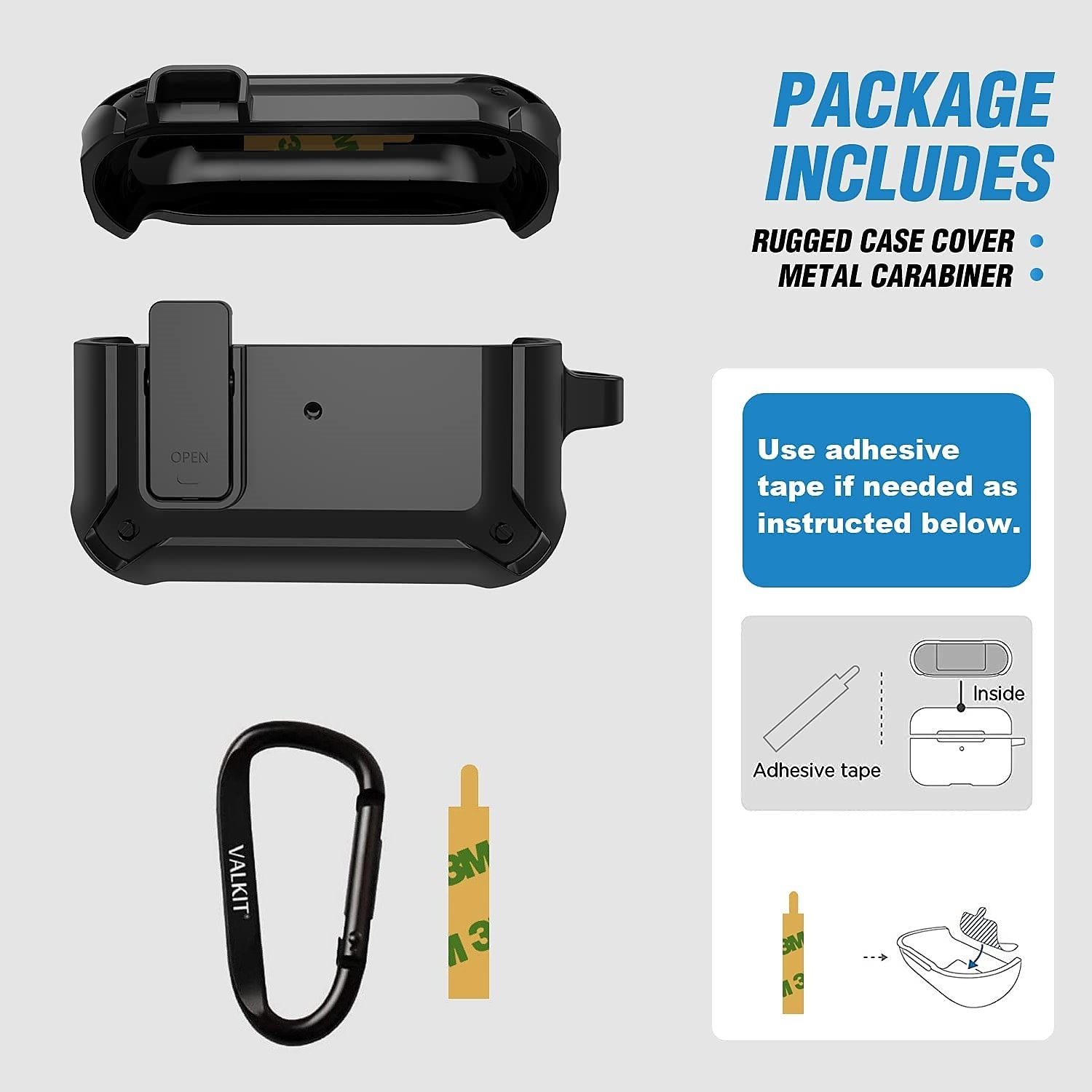כיסוי נרתיק airpods pro לגברים עם מנעול, כיסוי מגן צבאי מסדרת airpod pro גוף מלא עם מחזיק מפתחות נרתיק מגן עמיד בפני זעזועים ל-airpod 3/2/1 pro 2025 - $13.99 –P2