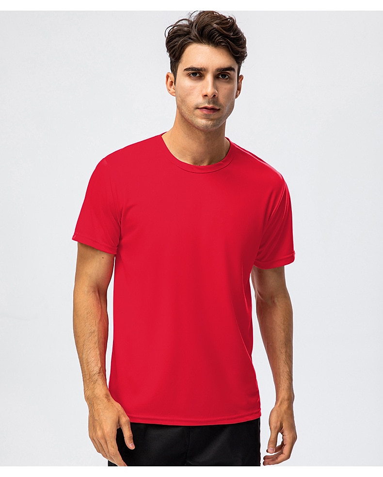 Муж. С короткими рукавами Вырез под горло Лето Однотонный Атлетический Черный Белый Желтый Футболка для мужчин 2025 - $9.99 –P11