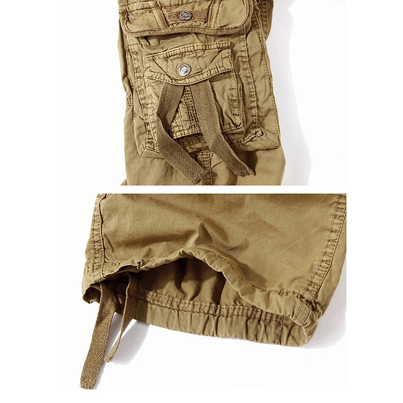 Men's Cargo Shorts Hiking Shorts Leg Drawstring Multi Pocket Multiple Pockets Plain Breathable Outdoor Calf-Length Casual Daily Streetwear Stylish Black Wine Inelastic 2025 - $31.99 –P11