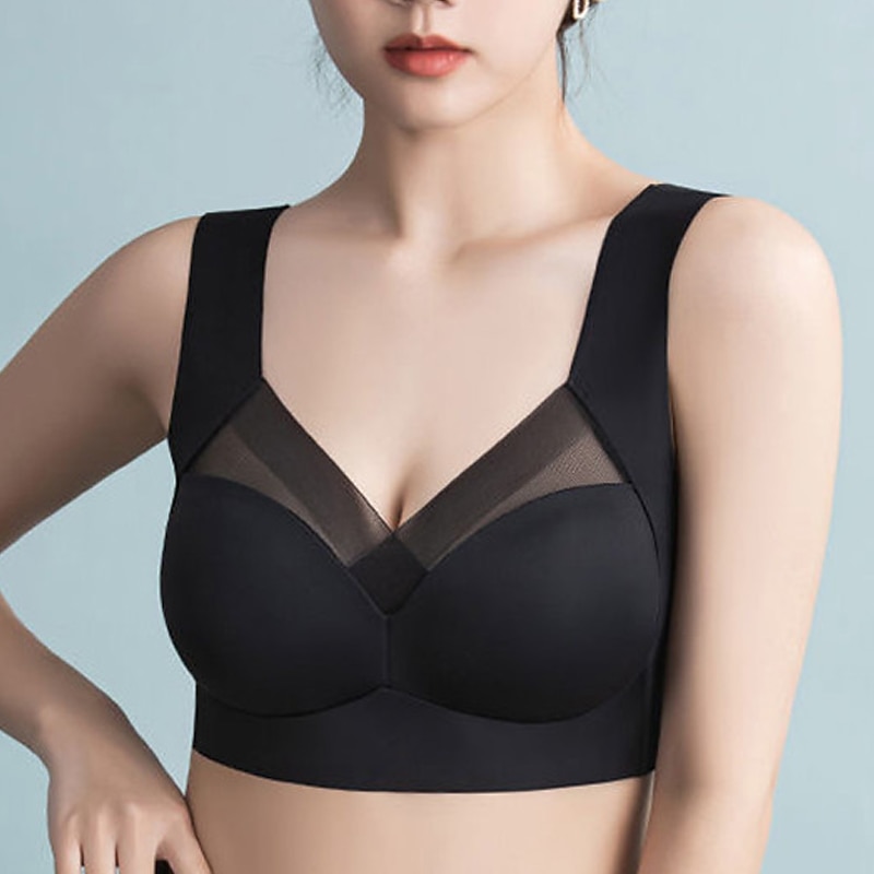 trådløse bh-er for kvinner faste stropper full dekning v-hals pustende ren farge pull-on lukking tilfeldig daglig nylon 1 stk svart rosa / bh & braletter / 1 stk hjemmeantrekk 2025 - $17.49 –P12